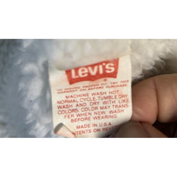 Vintage 80s Levi’s SHERPA Lined Acid Wash Denim Trucker Jacket Made In USA Large - Picture 8 of 12